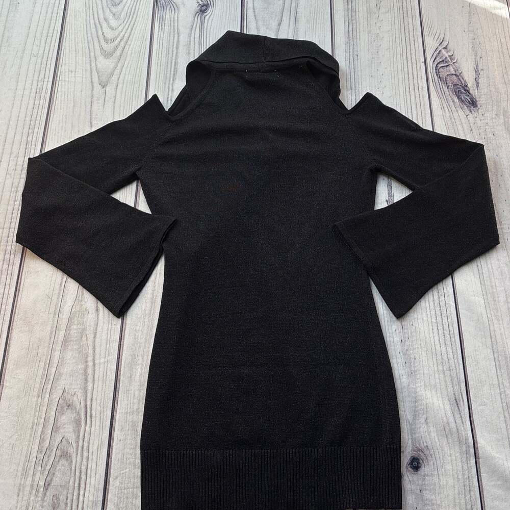 Arden B Sweater Dress Size S Black Cowl Neck Long Bell Sleeves Y2K - Picture 8 of 9